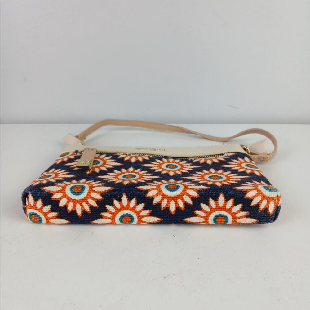 Spartina 449 Daufuskie Island Natural Linen & Genuine Leather Floral Wristlet - Picture 5 of 7